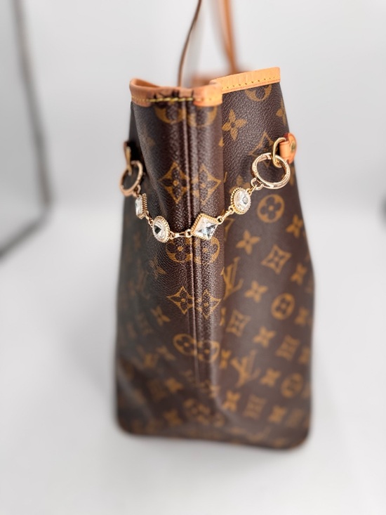 Louis Vuitton Monogram Canvas Tote with Green & Pink Center Stripe - Picture 10 of 16